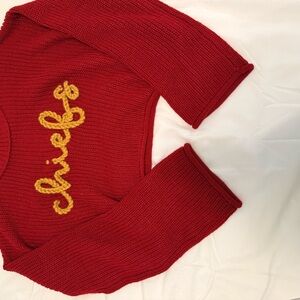 Red Knit 'Chiefs' Embroidered Women's Sweater